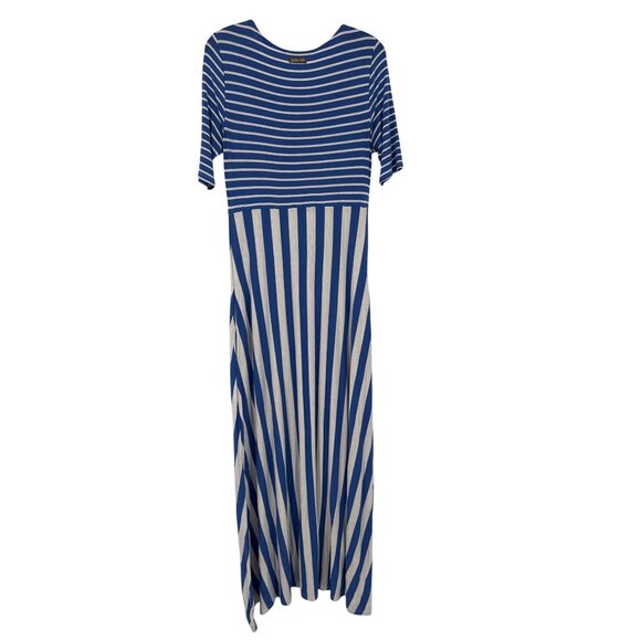 Matilda Jane Road Ahead Maxi dress Blue Striped Short Sleeves pockets knit women - Picture 6 of 6